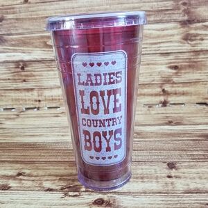 Cool Gear 'Ladies Love Country Boys' Red Tumbler 20oz Double Walled Cup Plastic